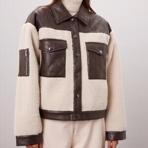 Peter Som Collective Quilted Leather Sherpa jacket cream (flawed) - XS